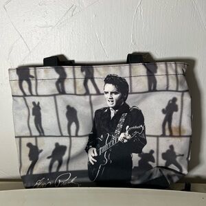 Elvis Presley Print Black White Grey Gray Purse Bag Tote Satchel Shoulder Clutch